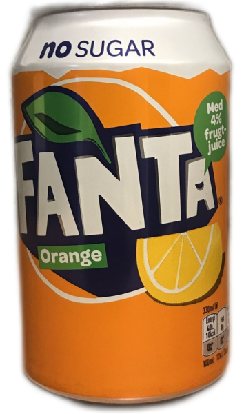 Fanta No Sugar Orange (24 x 0,33 Liter cans)